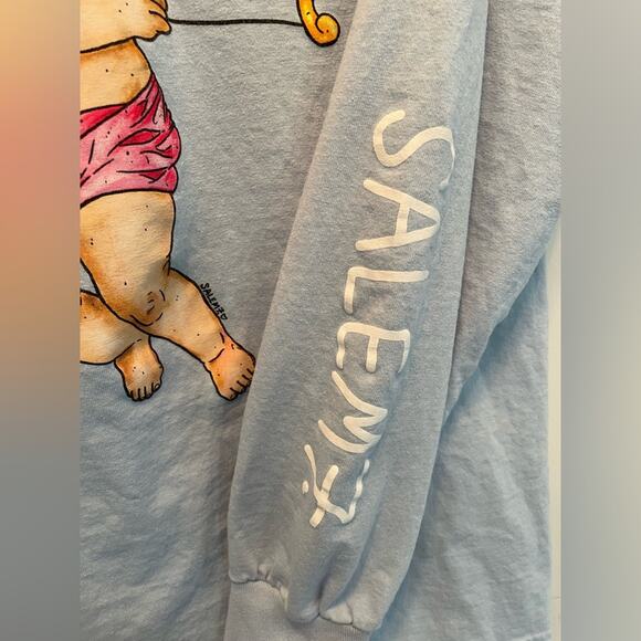 Salem7 Baby Blue Long Sleeve Graphic Masked Cupid T-shirt size Medium - Picture 5 of 8